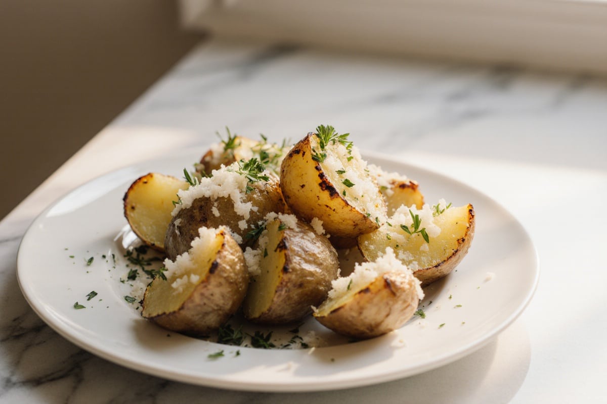 Gebackene Kartoffeln mit Knoblauch & Parmesan