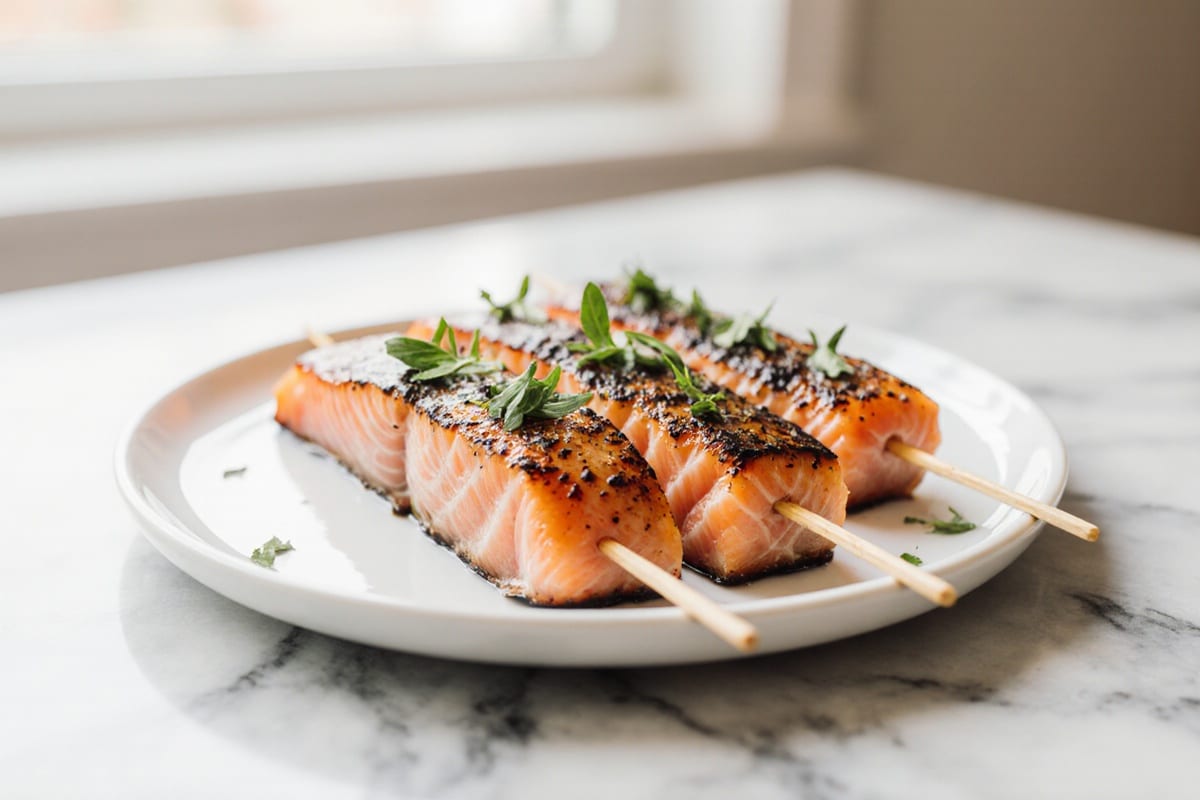 Raffinierte Lachs-Spieße aus der Heißluftfritteuse Rezept 1 Raffinierte Lachs-Spieße aus der Heißluftfritteuse