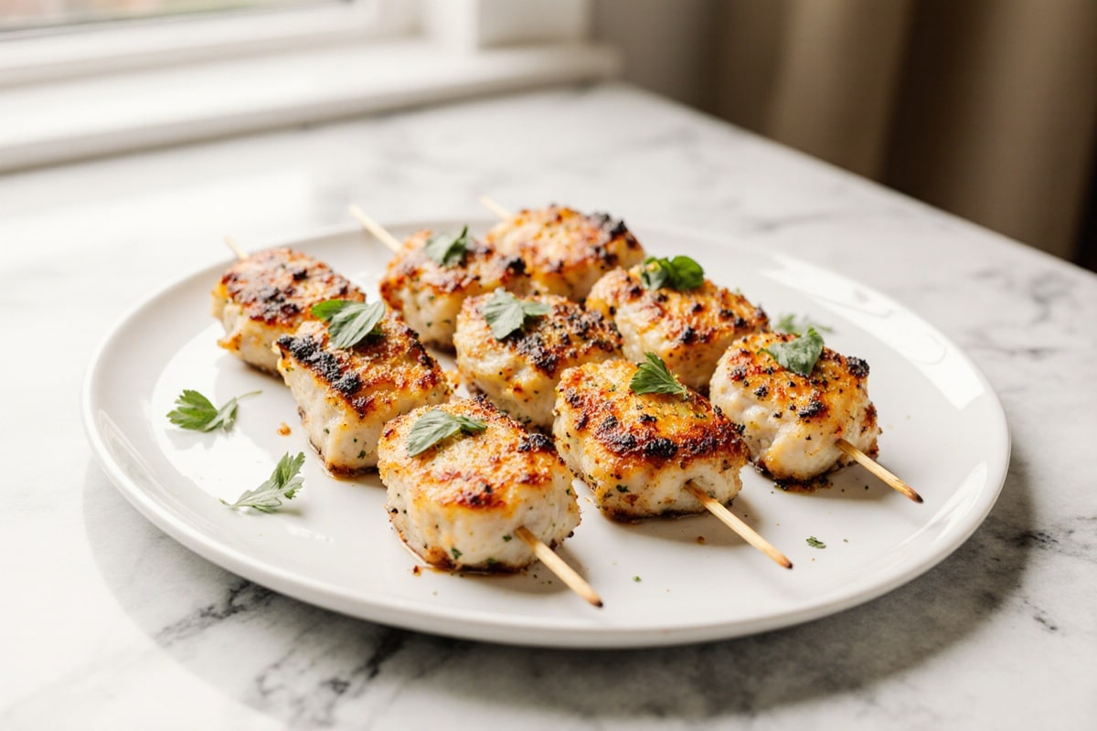 Einfaches Luftfritteuse Knoblauch Parmesan Hähnchenspieße Rezept 1 Luftfritteuse Knoblauch Parmesan Hähnchenspieße