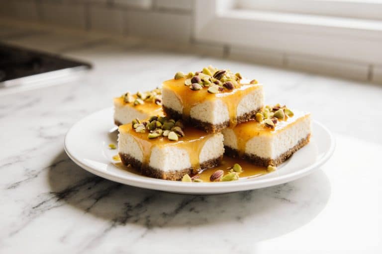 Einfaches Greek Honey Pistachio Cheesecake Bars Rezept 1 Greek Honey Pistachio Cheesecake Bars